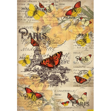 Papel de Arroz Mariposas En Paris 30x41cm