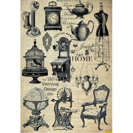 Papel de Arroz Home Vintage Design 30x41cm