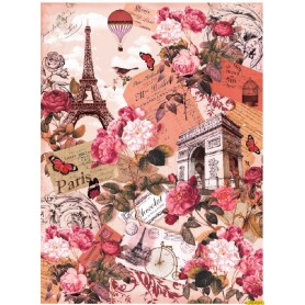 Papel de Arroz Paris Rosa 30x41cm