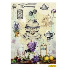 Papel de Arroz Café con Lavanda 30x41cm