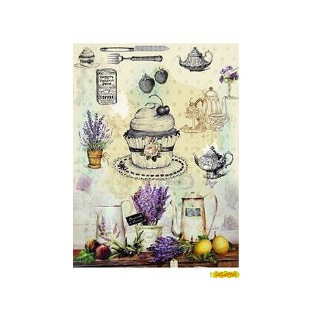 Papel de Arroz Café con Lavanda 30x41cm