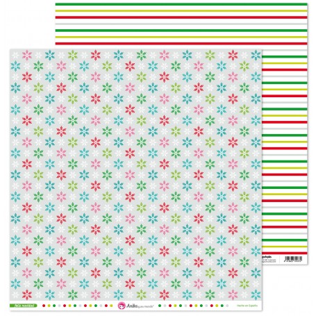 Papel Scrapbooking  Copos Colección Feliz Navidad Anita y Su mundo 12X12" pulgadas.