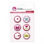 Pack 6 Chapas Adhesivas Colección Con Amor Anita y Su Mundo 25mm.