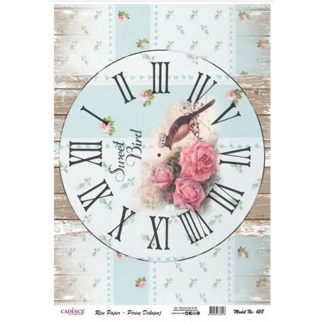 Papel de Arroz Cadence Reloj Sweet Bird 30x410 cm.