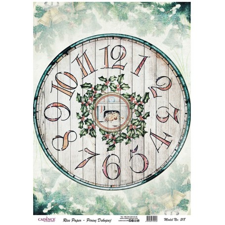 Papel de Arroz Cadence Reloj Navidad 30x41 cm.