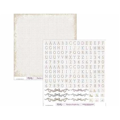 Papel scrapbooking Dayka "Abecedario y lunares marrones" 30,5x31,5 cm