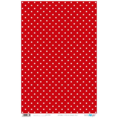 Papel Cartonaje Estrella Blanca Fondo Rojo 48x32 cm 120 gr Ref. PFY631