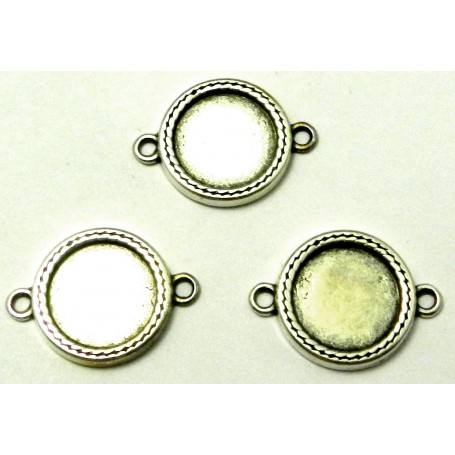 Conector Plata Antigua 25x18mm 14mm Int.