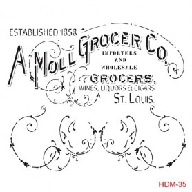 Plantilla Stencil A Moll Grocer 25x25 cm