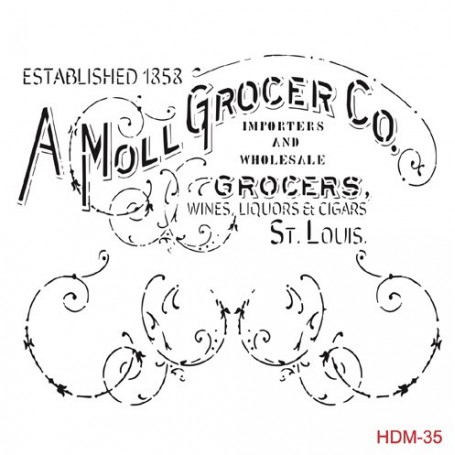 Plantilla Stencil A Moll Grocer 25x25 cm