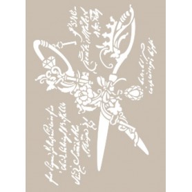 Plantilla Stencil Tijeras Vintage Texto 21x30 cm