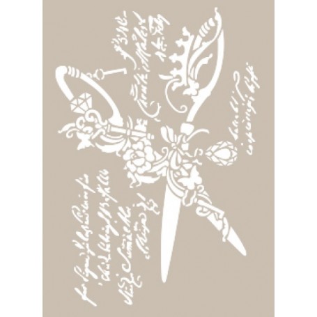 Plantilla Stencil Tijeras Vintage Texto 21x30 cm