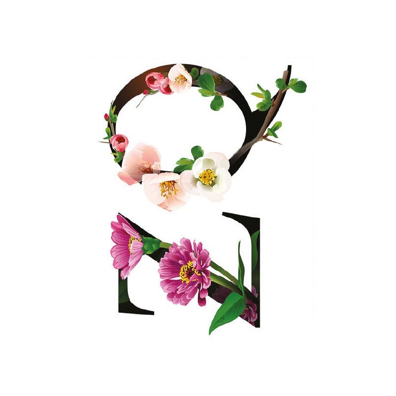 Transfer Tela Letras Z Y Q Cadence Decorada Con Flores 25x35 Cm