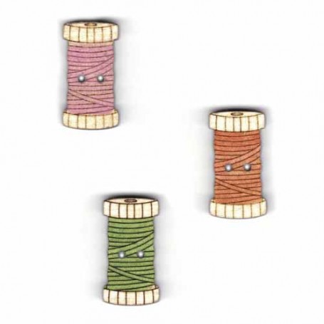Set De Botones de Madera Colorful Reeds 3 Unidades