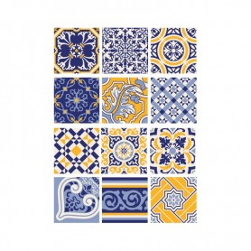 Papel de Arroz Cadence Tiles Baldosas Azul y Amarillo 30x41cm