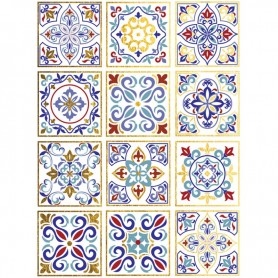 Papel de Arroz Oro Cadence Ethnic Azul y Rojo 30x41 cm