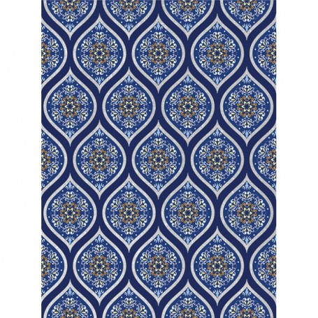 Papel de Arroz Oro Cadence Ethnic Azul y Rojo 30x41 cm