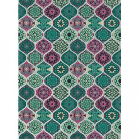 Papel de Arroz Plata Cadence Ethnic  30x41 cm Tonos Naranjas y Verdes