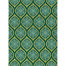 Papel de Arroz Plata Cadence Ethnic  30x41 cm Tonos Azules y Verdes