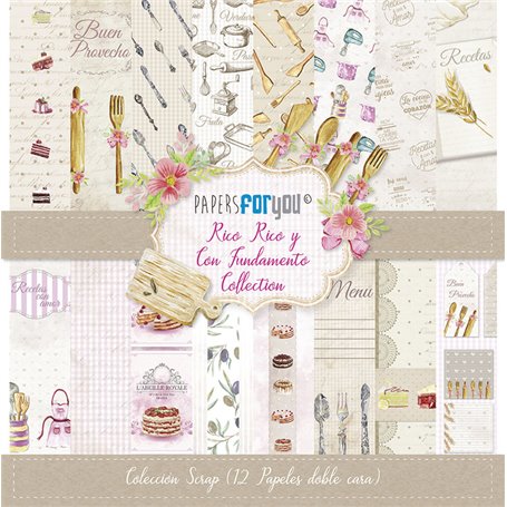 Coleccion Rico Rico y Con Fundamento Collection 12 papeles Scrapbooking 30x30cm dos caras