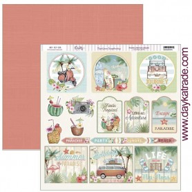 Papel scrapbooking Dayka "Good Journey " 30,5x31,5 cm