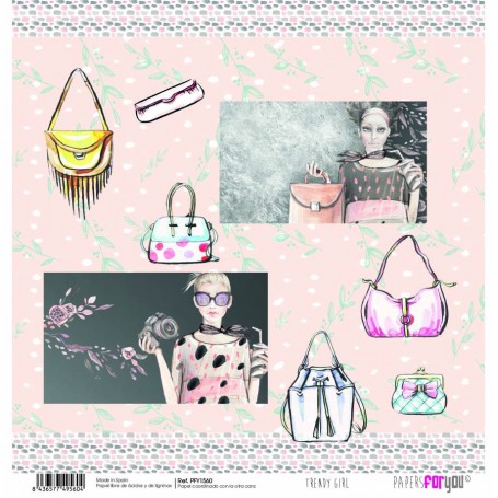 Papel Trendy Girl Collection Scrapbooking 30x30cm dos caras