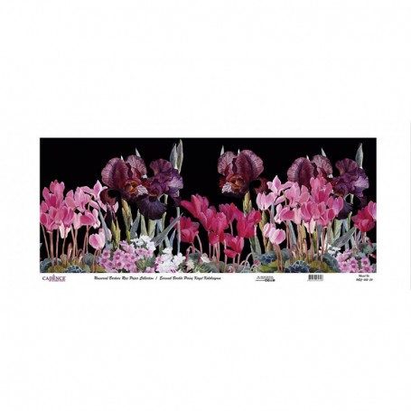 Rollo Papel de Arroz Cadence Flores Rosas Fondo Negro 90x214cm