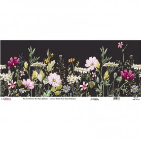 Rollo Papel de Arroz Cadence Flores Silvestres Fondo Negro 90x214cm