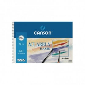 Cuaderno Anillas Canson 10hojas 370gr Acuarela y Tempera Basik.