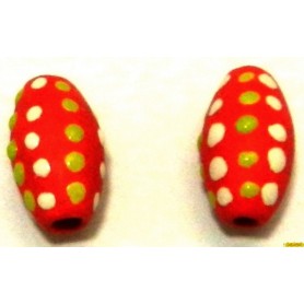 Abalorio Alargado Rojo, 20x13mm, Pase 3mm