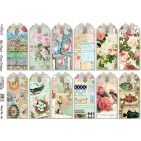 Papel de Arroz Cadence Etiquetas Shabby 30x41cm