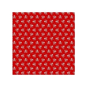 Tela Patchwork 100% Algodon Roja con Calaveras Piratas. 1,50M ancho Venta 10 en 10cm