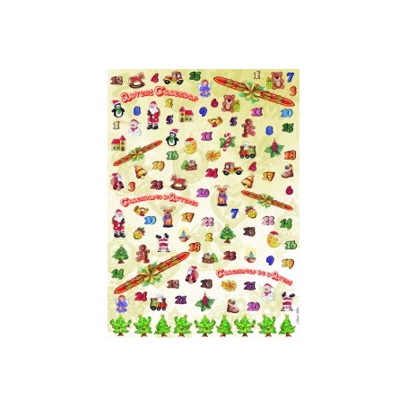 PAPEL DECOUPAGE FERRARIO NAVIDAD CALENDARIO ADVIENTO 50X70 CM