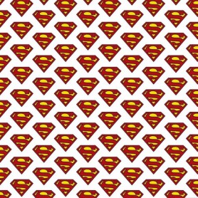 Tela patchwork 100% Algodon Logo Superman Anchura 1,50m. Venta de 10 en 10cm