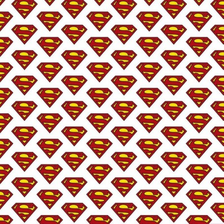 Tela patchwork 100% Algodon Logo Superman Anchura 1,50m. Venta de 10 en 10cm