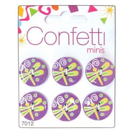 Botones Confetti Libelula 21mm 6 pzs