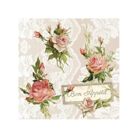 Servilleta Decorativa Roses On Lace 30x30cm