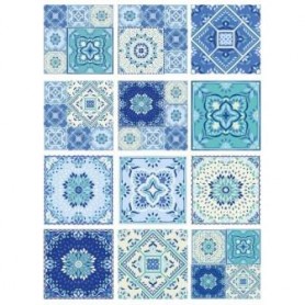 Papel de Arroz Cadence Tiles Baldosas Azul Mix 30x41cm