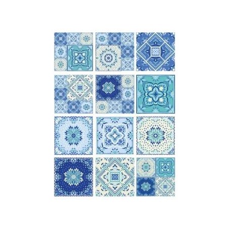 Papel de Arroz Cadence Tiles Baldosas Azul Mix 30x41cm