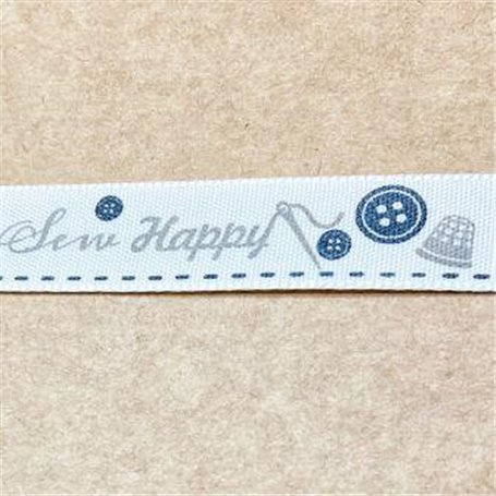 Cinta Algodon Beig y Gris Sew Happy 15mm