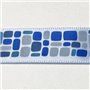 Cinta Raso Azul Con Cuadrados y Rectangulos 16mm
