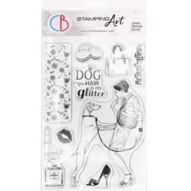 Stamping Art Set Sellos 6x8 pulgadas Dog hair is my glitter