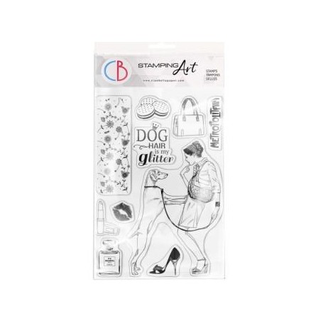 Stamping Art Set Sellos 6x8 pulgadas Dog hair is my glitter