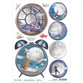 Papel de Arroz A4 Moon & Me Alarm Clock