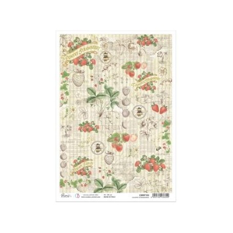 Papel de Arroz A4 Country strawberries 21x29,7 cm