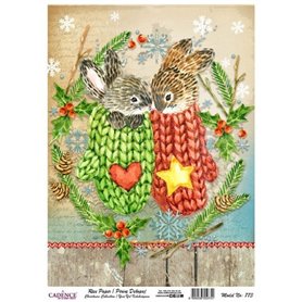 Papel de Arroz Cadence Navidad Conejitos 30x41cm