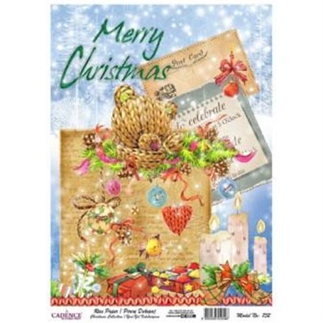 Papel de Arroz Cadence Tarjeta Navidad 30x41cm