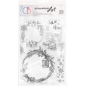 Wreaths & Mulled Wine Stamping Art Set Sellos 6x8 pulgadas