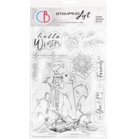 Hello Winter Stamping Art Set Sellos 6x8 pulgadas