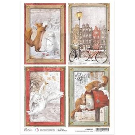 Papel de Arroz A4 Memorable Snowy Day Cards 21x29,7 cm